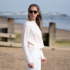 COLLEN & CLARE Egg Lightweight Merino/Cashmere Mix Crop Knit in Soft P
