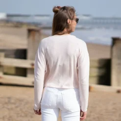 COLLEN & CLARE Egg Lightweight Merino/Cashmere Mix Crop Knit in Soft P