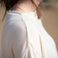 COLLEN & CLARE Egg Lightweight Merino/Cashmere Mix Crop Knit in Ivory