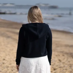 COLLEN & CLARE Fleur 100% Cashmere Hoodie in Navy Marl