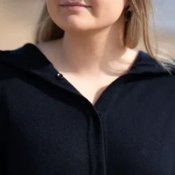 COLLEN & CLARE Fleur 100% Cashmere Hoodie in Navy Marl
