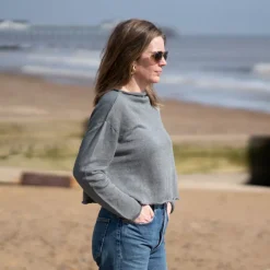 COLLEN & CLARE Pea Linen Crop Knit in Smoke