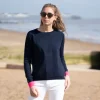 COLLEN & CLARE Polli Merino Cashmere Mix Contrast Cuff Knit in Navy/Fl