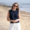COLLEN & CLARE Smoke Merino Cashmere Mix Simple Tank in Navy Marl