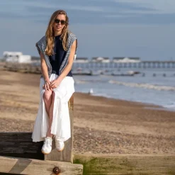 COLLEN & CLARE Smoke Merino Cashmere Mix Simple Tank in Navy Marl