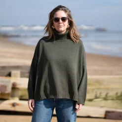 COLLEN & CLARE Zuri Cotton Roll Neck in Dark Olive