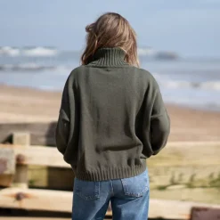 COLLEN & CLARE Zuri Cotton Roll Neck in Dark Olive