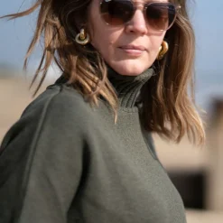 COLLEN & CLARE Zuri Cotton Roll Neck in Dark Olive
