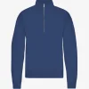 COLORFUL STANDARD Organic Quarter Zip Jumper in Marine Blue