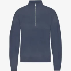 COLORFUL STANDARD Organic Quarter Zip Jumper in Neptune Blue