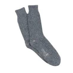 Corgi Mens Plain Rib Donegal Wool Socks in Denim