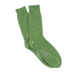 Corgi Mens Plain Rib Donegal Wool Socks in Green