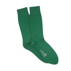 Corgi Mens Tenby Ribbed Merino Wool Socks in Green