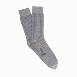 CORGI Mens Tenby Ribbed Merino Wool Socks in Grey