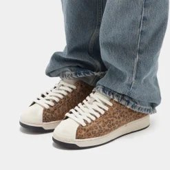 D.A.T.E Base Mixed Sneakers in Leopard