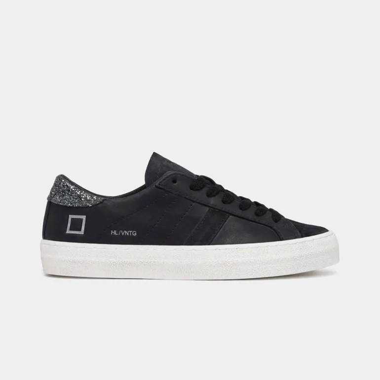 D.A.T.E Hill Low Vintage Calf Sneakers in Black