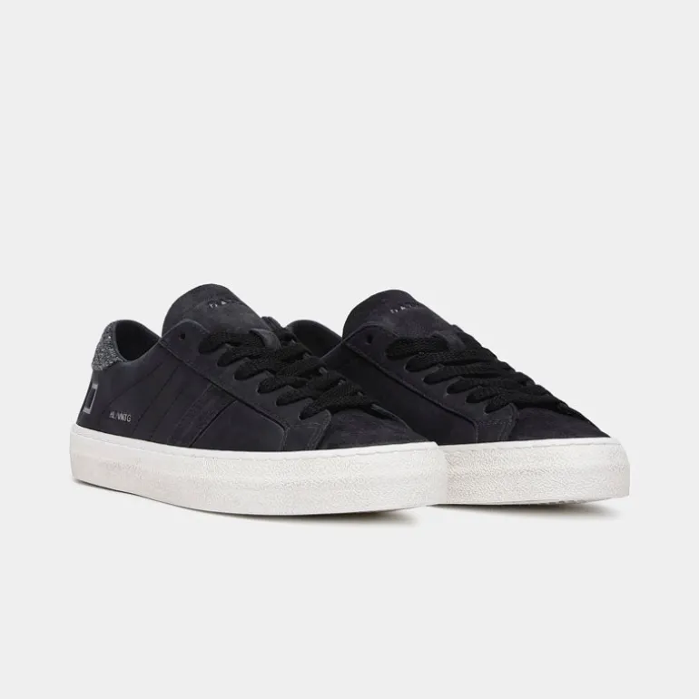D.A.T.E Hill Low Vintage Calf Sneakers in Black