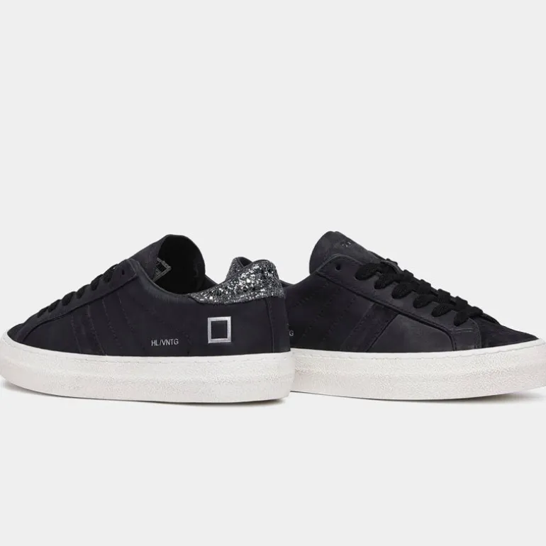 D.A.T.E Hill Low Vintage Calf Sneakers in Black
