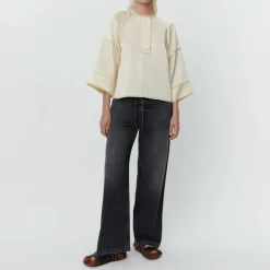 DAY BIRGER ET MIKKELSEN Sia High Shine Blend Blouse in Cloud Cream