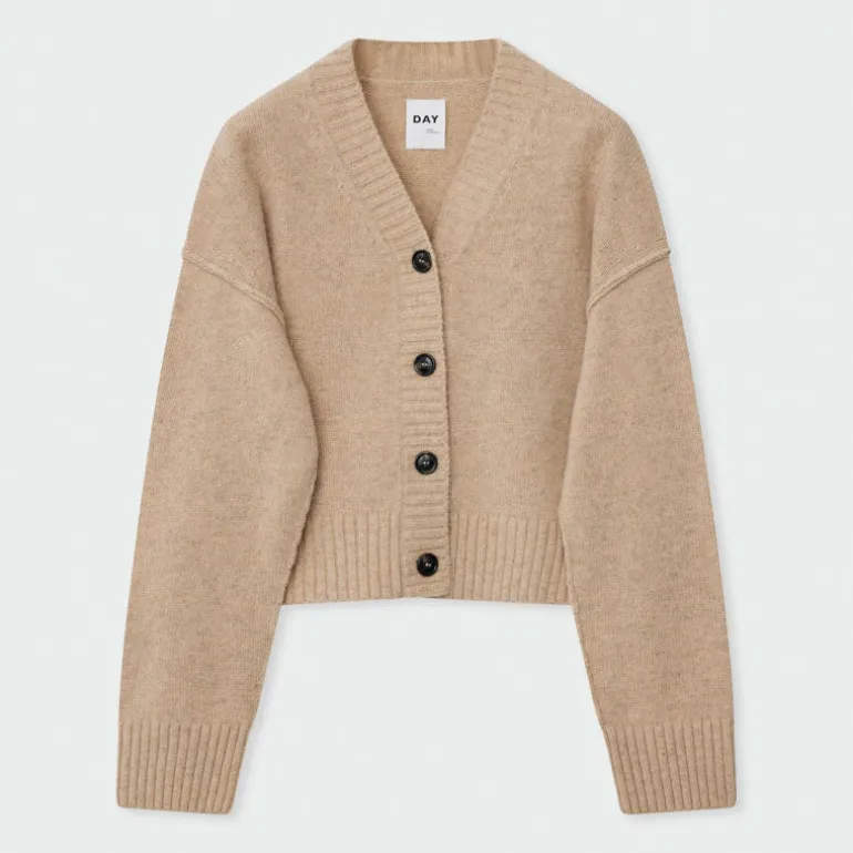 Day Birger Jordane Soft Lambs Wool Cardigan in Almond Melange