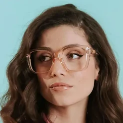 Deirdre Reading Glasses in Transparent Pink | Collen and Clare