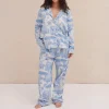 Desmond & Dempsey Long PJ Set in Blue