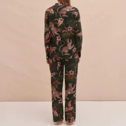 Desmond & Dempsey Long PJ Set in Navy