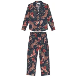 Desmond & Dempsey Long PJ Set in Navy