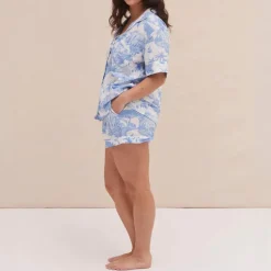 Desmond & Dempsey Short PJ Set in Blue