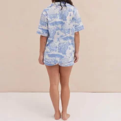Desmond & Dempsey Short PJ Set in Blue
