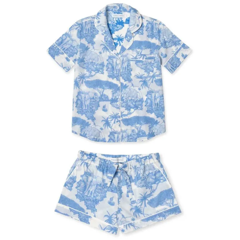 Desmond & Dempsey Short PJ Set in Blue