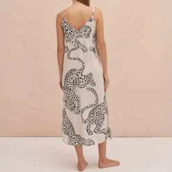 Desmond & Dempsey The Jag Print Slip Nightie in Cream