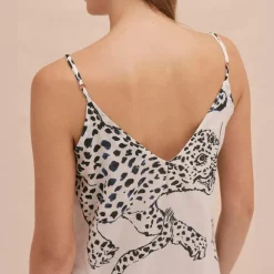 Desmond & Dempsey The Jag Print Slip Nightie in Cream