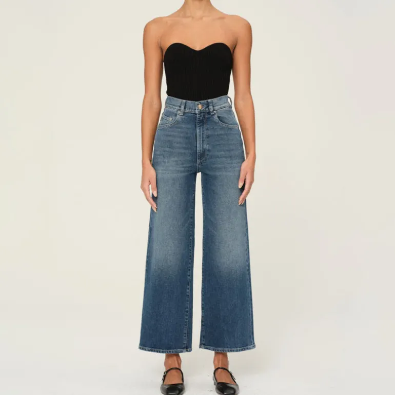 DL1961 Hepburn Wide Leg Jeans in Seagate