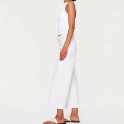 DL1961 Hepburn Wide Leg Mid Rise Ankle Jeans in White