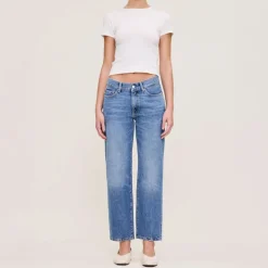 DL1961 Romie Slim Straight Mid Rise Highluxe Jeans in Meadow Lake