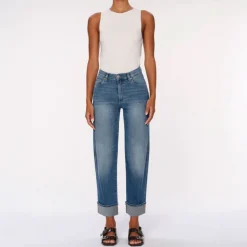 DL1961 Thea Boyfriend Relaxed Tapered Jeans in Wythe Cuffed