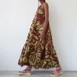 DR BLOOM Patience Flowers Dress in Khaki