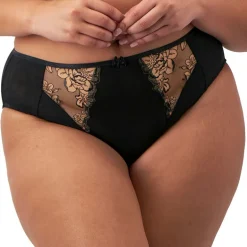 Elomi Teagan High Leg Brief in Black/Almond