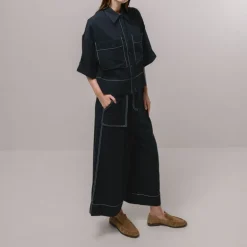 EMIN PAUL Ultra Wide Leg Trousers Navy