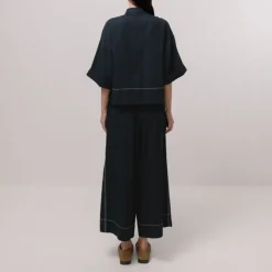 EMIN PAUL Ultra Wide Leg Trousers Navy