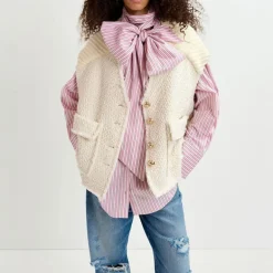 Essential Antwerp Geologic Sleeveless Jacket in Off White