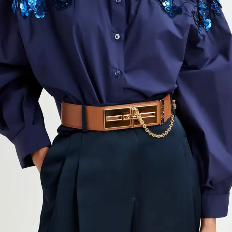 ESSENTIEL ANTWERP Gamme Leather Belt in Brown