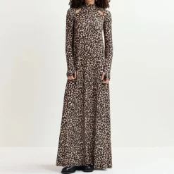 ESSENTIEL ANTWERP Germa Long Dress in Leopard Print