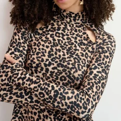 ESSENTIEL ANTWERP Germa Long Dress in Leopard Print