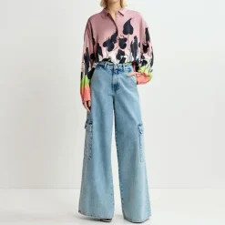 ESSENTIEL ANTWERP Gnome Flared Cargo Jeans in Another Blue