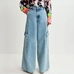 ESSENTIEL ANTWERP Gnome Flared Cargo Jeans in Another Blue