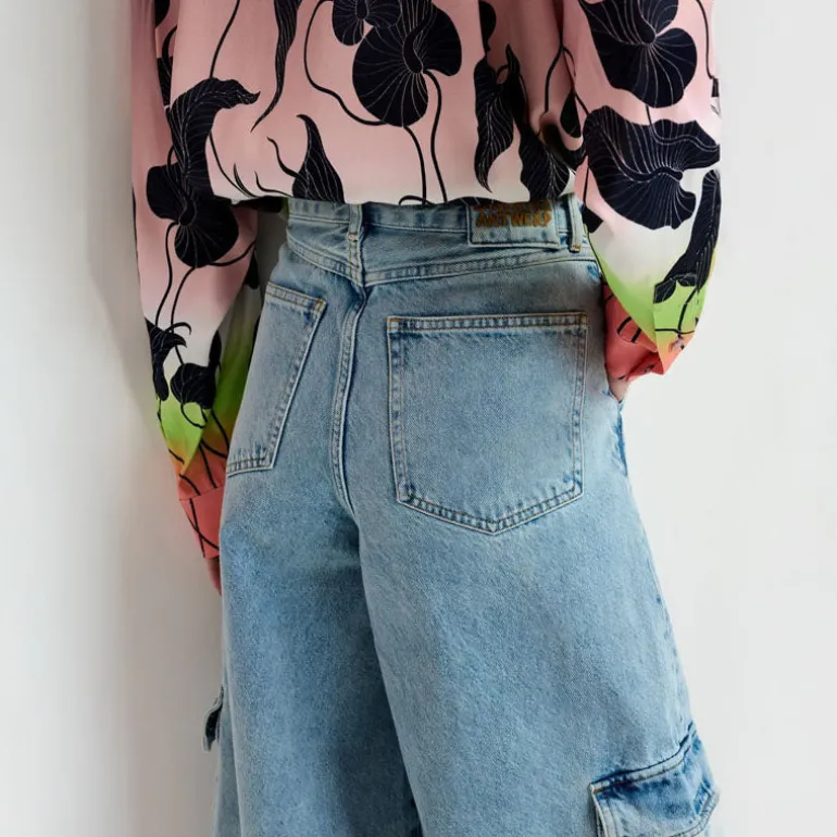 ESSENTIEL ANTWERP Gnome Flared Cargo Jeans in Another Blue