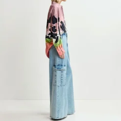 ESSENTIEL ANTWERP Gnome Flared Cargo Jeans in Another Blue