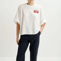 ESSENTIEL ANTWERP Hadio Embroidered T-Shirt in Off White